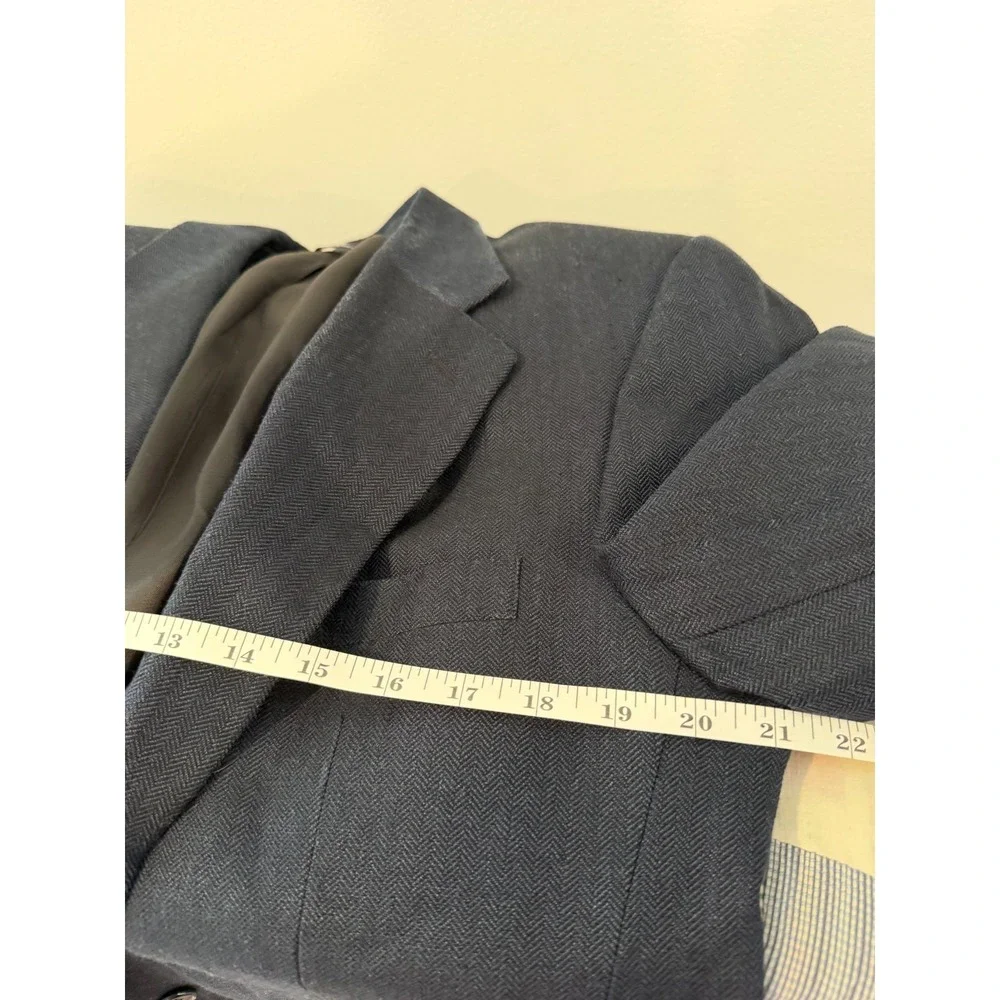 Brooks Brothers 346 Mens 41R Navy Blue Wool Silk Linen Blazer Lined